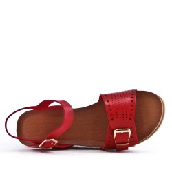 Faux leather wedge sandal