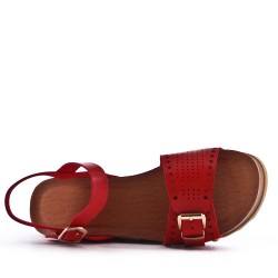 Faux leather wedge sandal