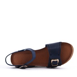 Faux leather wedge sandal