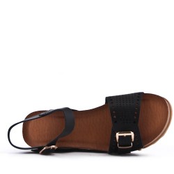Faux leather wedge sandal