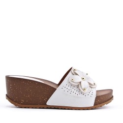 Faux leather wedge sandal