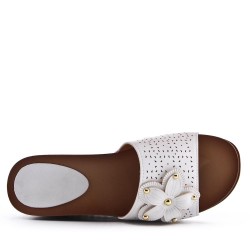 Faux leather wedge sandal