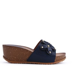 Faux leather wedge sandal