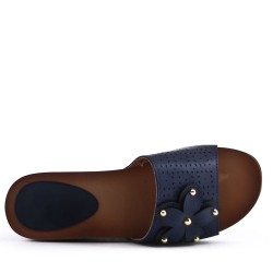 Faux leather wedge sandal