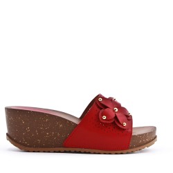 Faux leather wedge sandal