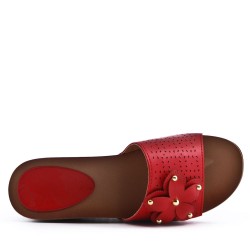 Faux leather wedge sandal