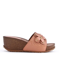 Faux leather wedge sandal