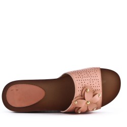 Faux leather wedge sandal