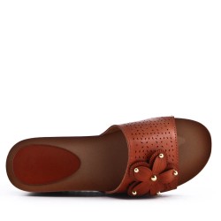 Faux leather wedge sandal