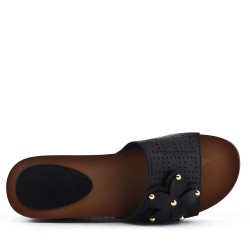 Faux leather wedge sandal
