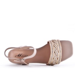 Sandale à talon en simili cuir