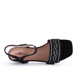 Sandale à talon en simili cuir