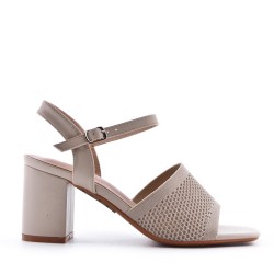 Sandale à talon en simili cuir