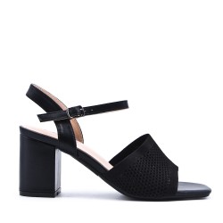 Sandale à talon en simili cuir