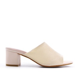 Sandale à talon en simili cuir