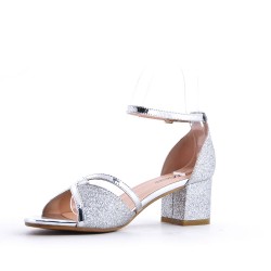 Sandale à talon en simili cuir