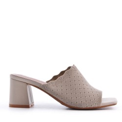 Sandale à talon en simili cuir