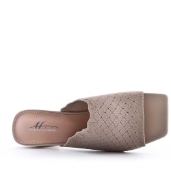 Sandale à talon en simili cuir