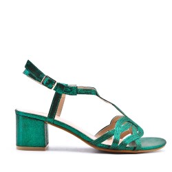 Sandale à talon en simili cuir