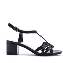 Faux leather heeled sandal