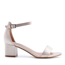Sandale à talon en simili cuir