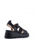 Women's faux leather wedge sandal