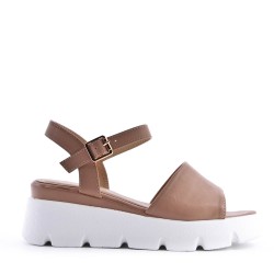 Women's faux leather wedge sandal