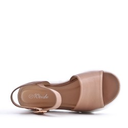 Women's faux leather wedge sandal