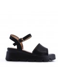 Women's faux leather wedge sandal