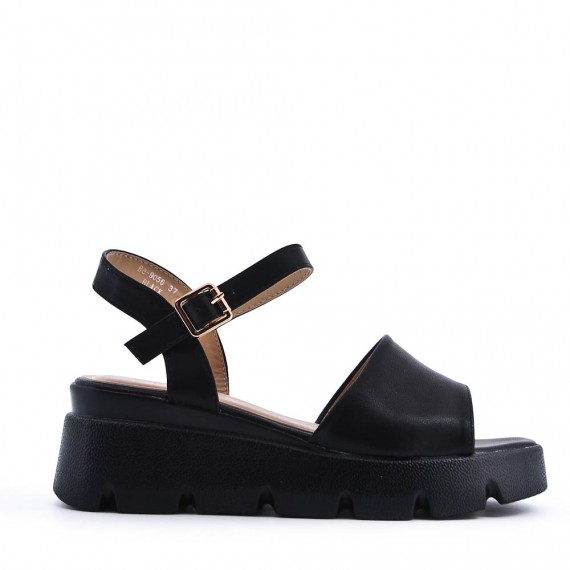 Women's faux leather wedge sandal