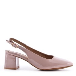 Escarpin en simili cuir à talon 