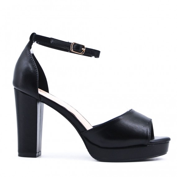 Faux leather sandal with platform