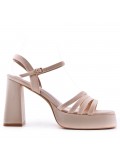 Faux leather sandal with platform