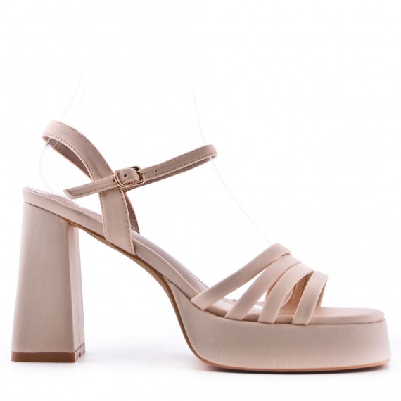 Faux leather sandal with platform