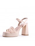 Faux leather sandal with platform