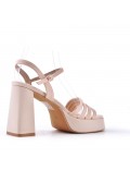 Faux leather sandal with platform