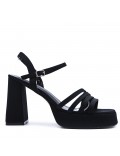 Faux leather sandal with platform