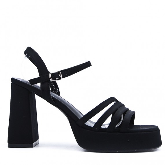 Faux leather sandal with platform