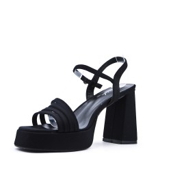 Faux leather sandal with platform