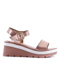 Women's faux leather wedge sandal