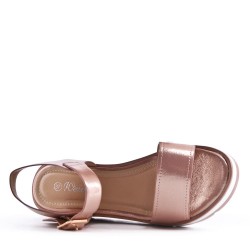 Sandale compensée en simili cuir pour femme