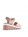 Women's faux leather wedge sandal