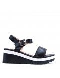 Women's faux leather wedge sandal