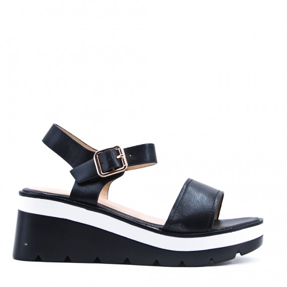 Women's faux leather wedge sandal