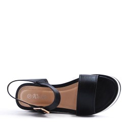 Women's faux leather wedge sandal