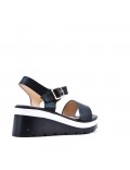 Women's faux leather wedge sandal