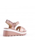 Women's faux leather wedge sandal