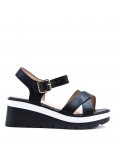 Women's faux leather wedge sandal