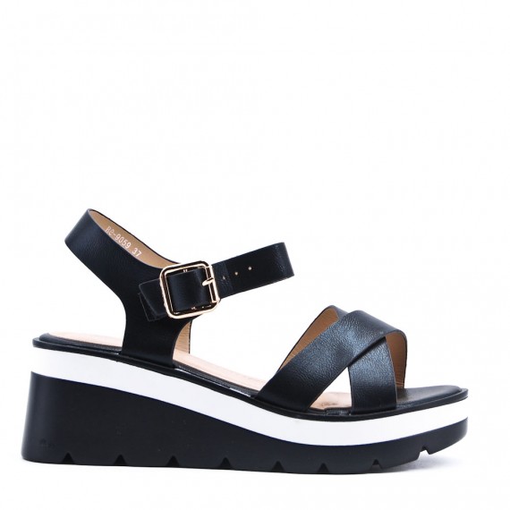 Women's faux leather wedge sandal