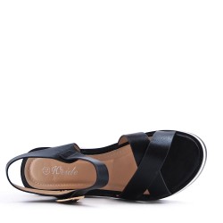 Women's faux leather wedge sandal